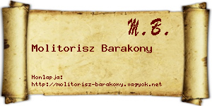 Molitorisz Barakony névjegykártya